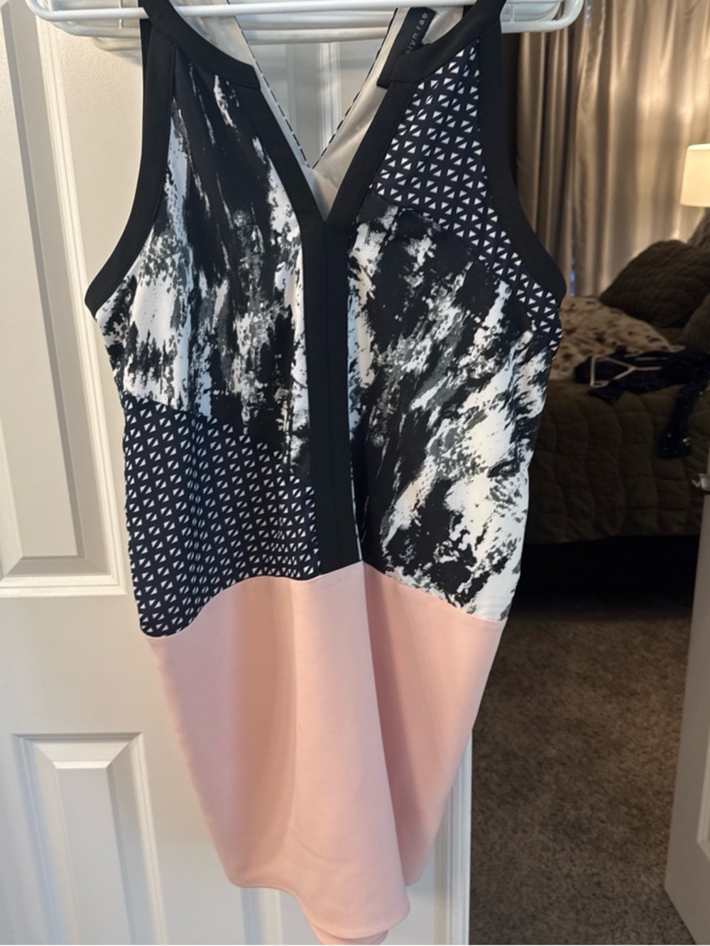 Adelyn Rae Navy and White Geometric Mini Dress